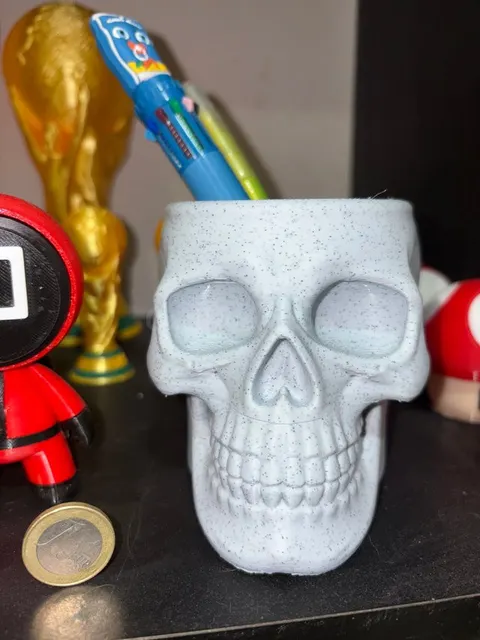 Lapicero Calavera Efecto Mármol 3D para Escritorio Halloween
