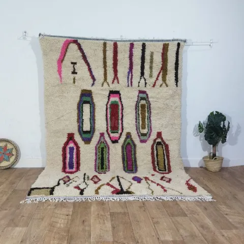 Alfombra bereber marroquí artesanal 266 × 188 cm – Multicolor
