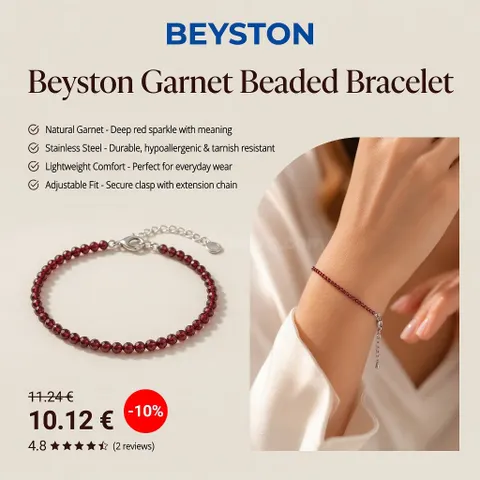 Pulsera Pavona con cuentas y granates rojos naturales, modelo 43055.3.