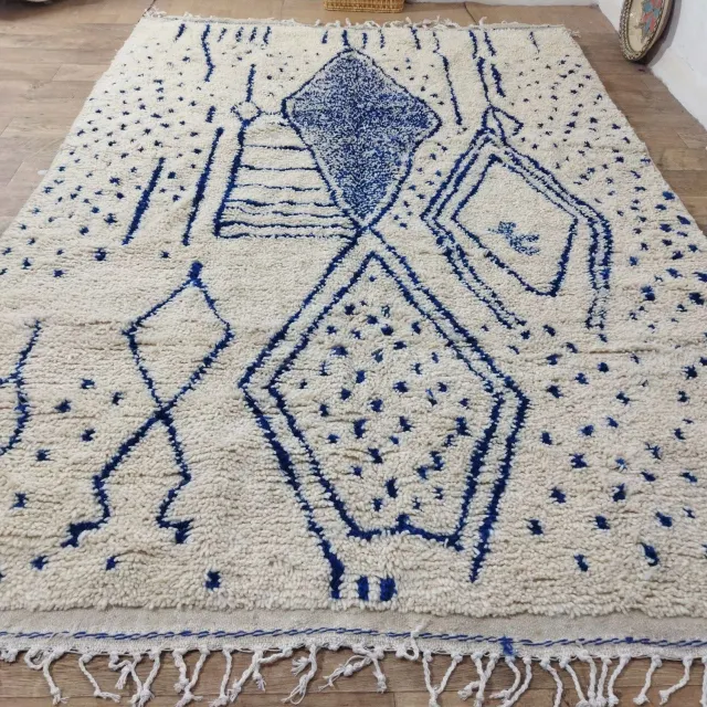 Alfombra bereber marroquí artesanal 292 × 200 cm – Marfil y  - foto 3