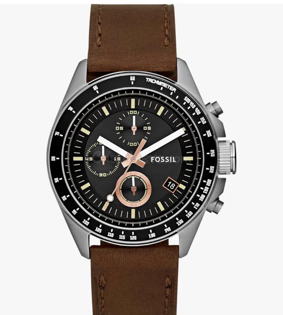 Elegante Reloj Fossil de Acero con Correa de Piel