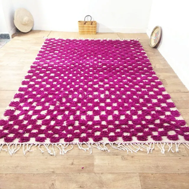 Alfombra bereber marroquí artesanal 276 × 200 cm – Rosa fucs - foto 2