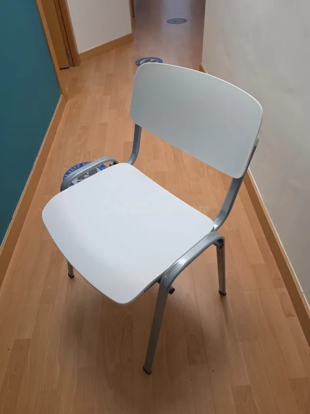 Silla moderna de metal y plástico blanco - foto 5