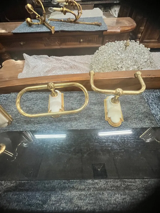 Accesorios Baño Clásicos Dorado/Blanco - foto 3