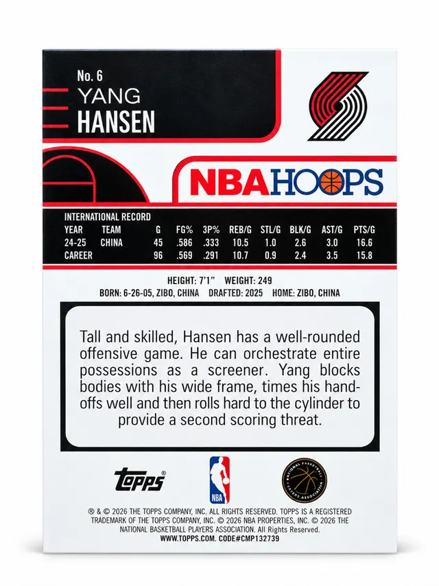 Carta NBA Hoops RC Yang Hansen - foto 2