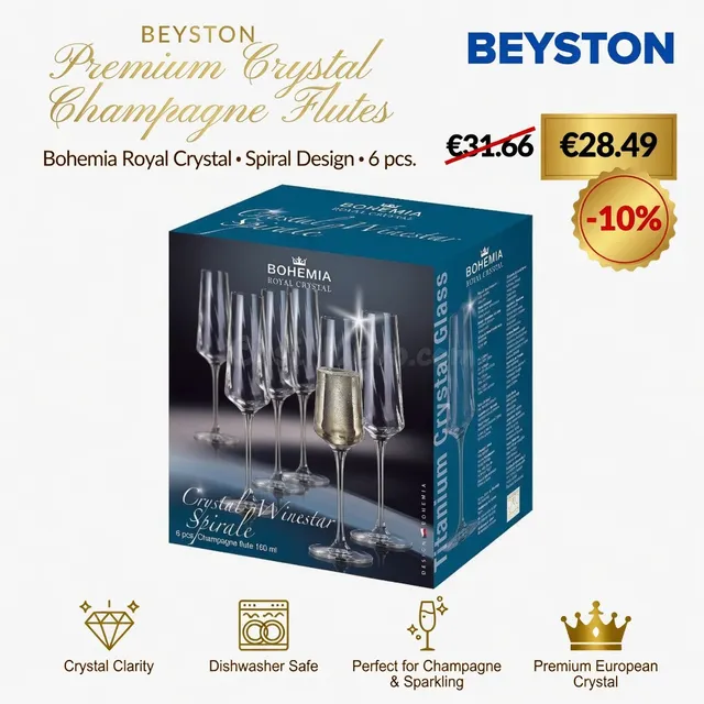 Copas de vino espumoso Bohemia Winestar Spirale, set de 6 un