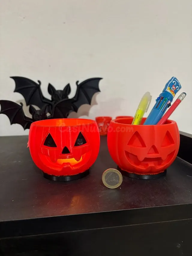 Kit decorativo Halloween: 2 lapiceros y portavelas en forma  - foto 2