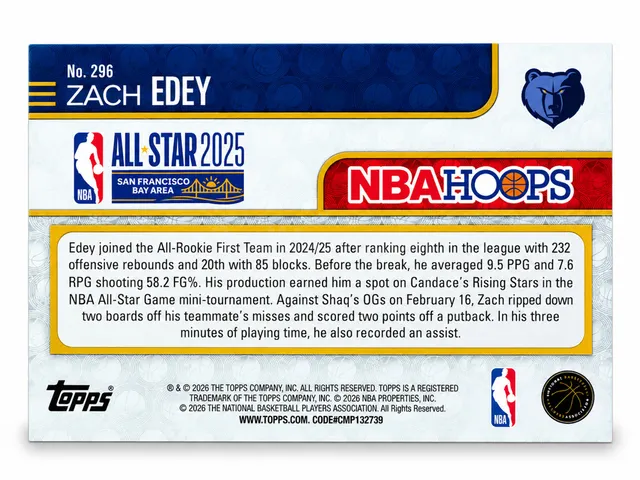 Tarjeta NBA Hoops Zach Edey Rising Stars - foto 2