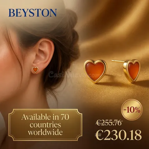 Gold Heart Earrings with Carnelian