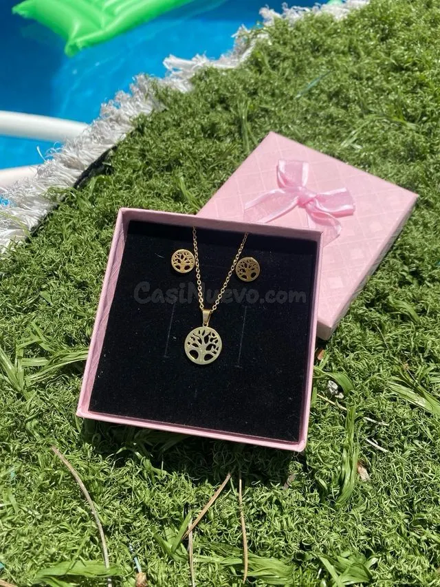 Pendientes árbol de la vida en oro de 18k y plata 925 – Malg - foto 2