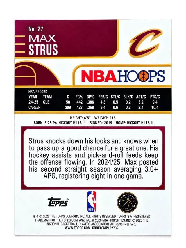 Tarjeta NBA Hoops Max Strus Cleveland Cavaliers - foto 2