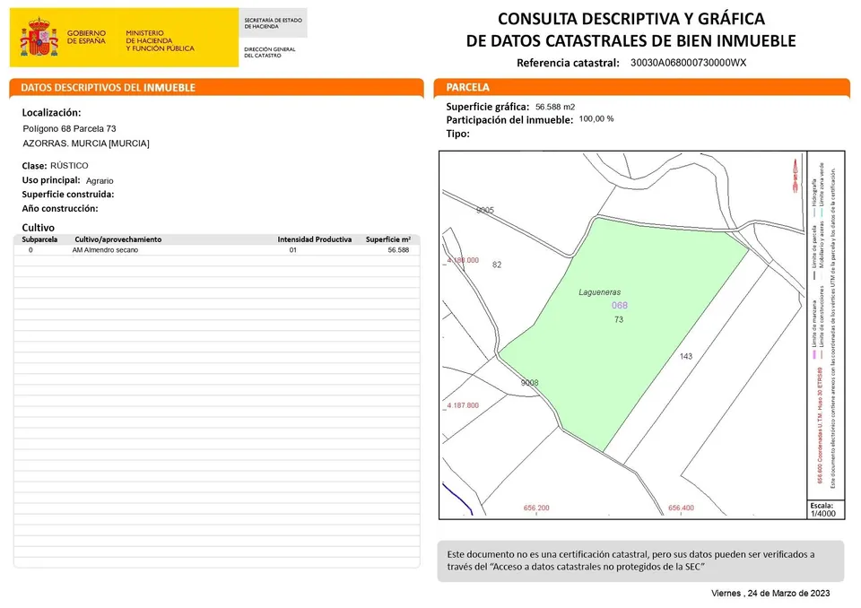 TERRENO RUSTICO A LA VENTA EN LA MURTA, CORVERA