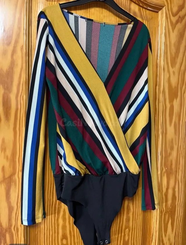 Body Rayas Multicolor Escote V Cruzado