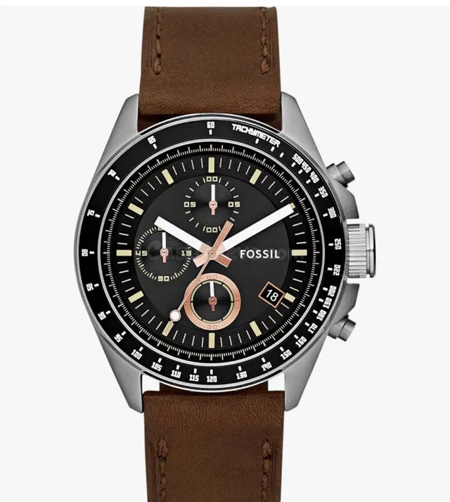 Elegante Reloj Fossil de Acero con Correa de Piel