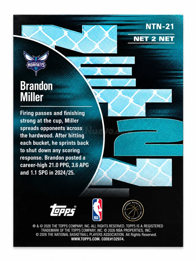 Tarjeta NBA Hoops Brandon Miller Topps NET 2 NET - foto 2