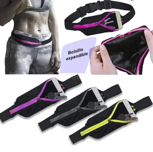 Riñonera Deportiva Expandible Rosa Ajustable