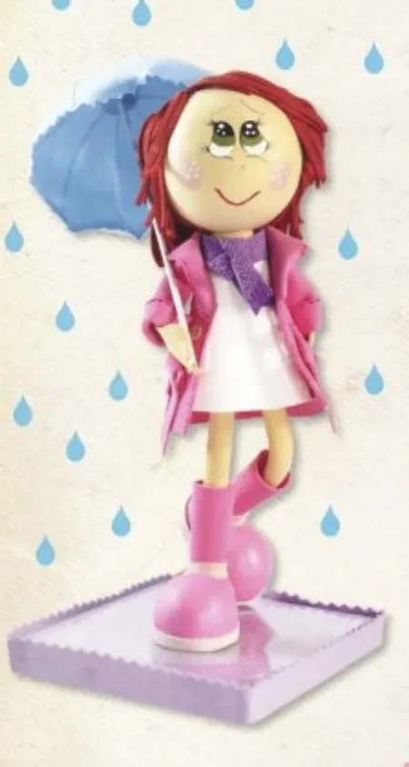 Muñeca Artesanal Día de Lluvia Fucsia - foto 2
