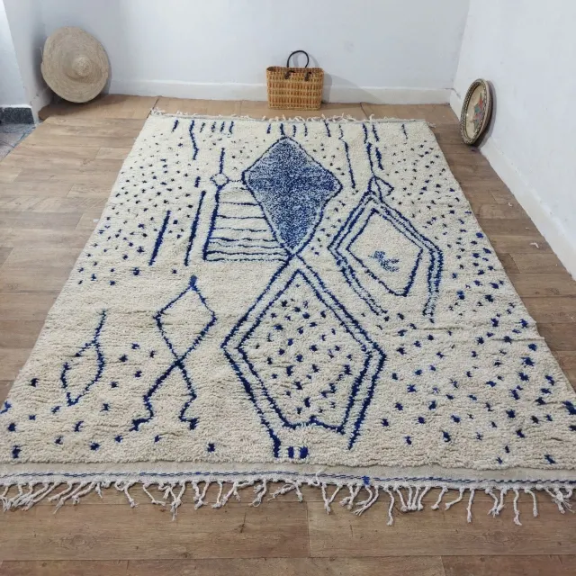 Alfombra bereber marroquí artesanal 292 × 200 cm – Marfil y  - foto 2