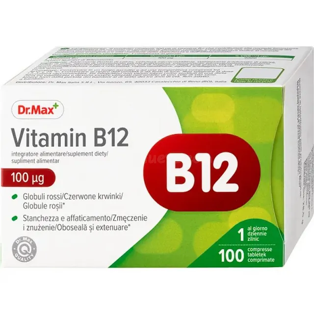 Vitamina B12 Dr. Max – 100 Tabletas | Energía, Sistema Nervi